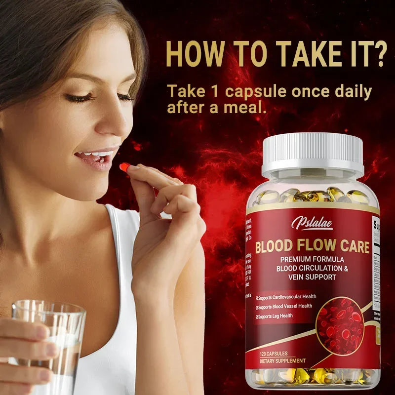 Blood Flow Care Supplement - Supporting Blood Circulation, Promotes Leg Vein, Heart, Blood Vessel and Cardiovascular HealthSuppl